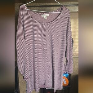 Striped Purple Women's Top New York Laundry Sleeved Size 3x Plus Size New Tags